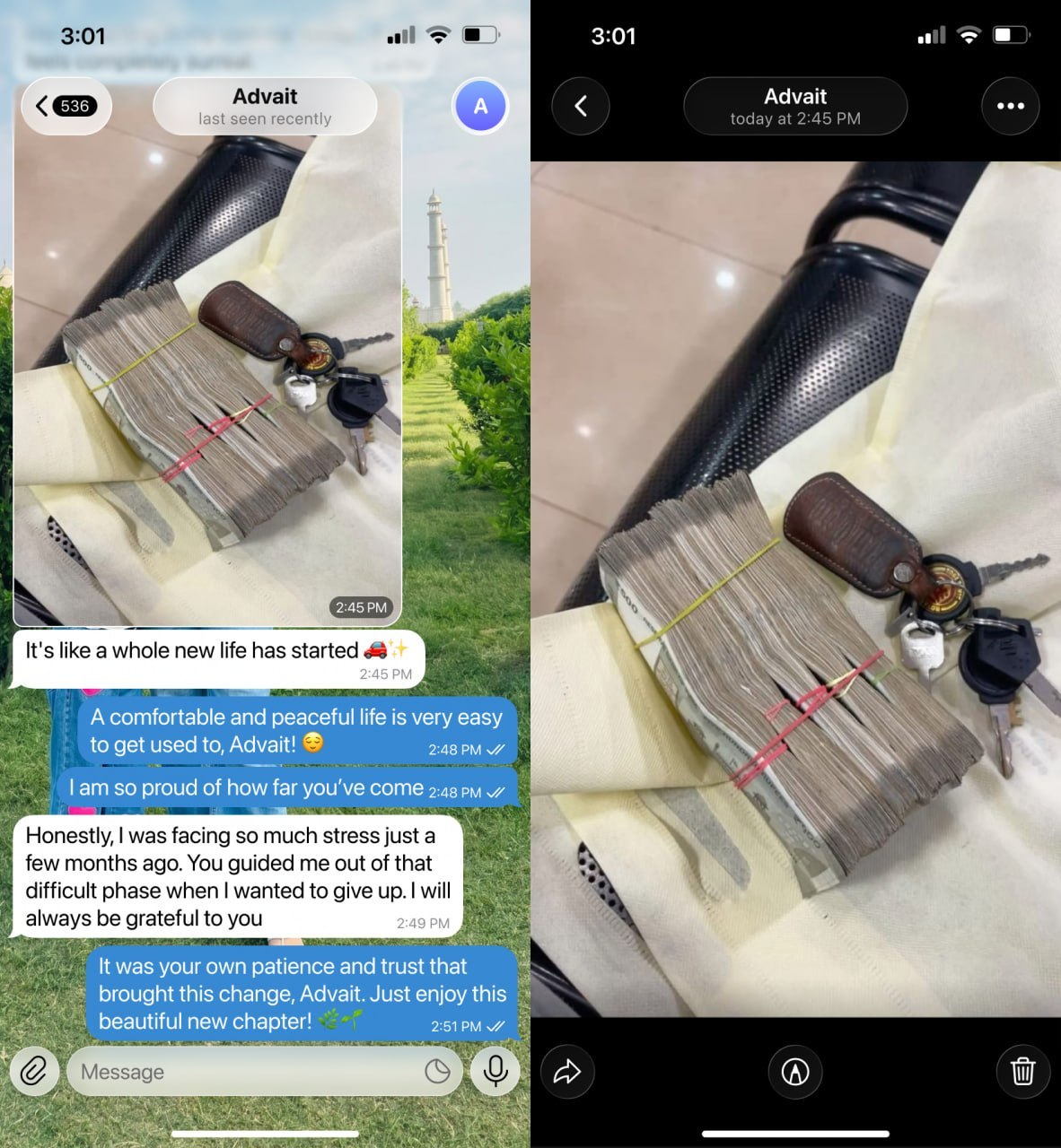 Telegram review showing a participant result